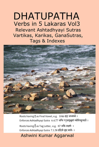 Dhatupatha Verbs in 5 Lakaras Vol3: Relevant Ashtadhyayi Sutras, Vartikas, Karikas, GanaSutras, Tags & Indexes